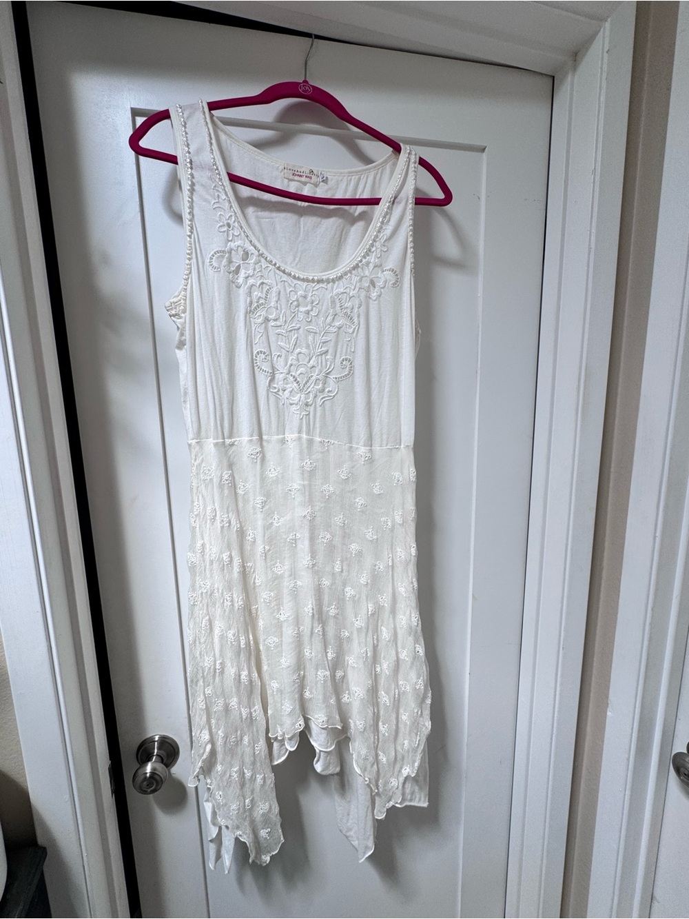 Johnny Was Ivory Embroidered Boho Tank Dress